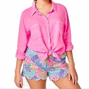 Lilly Pulitzer Buttercup Knit Scalloped Shorts Multi Splashdance Size 10 NWT